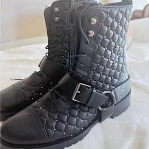 Valentino Garavani Black Quilted Combat Boots